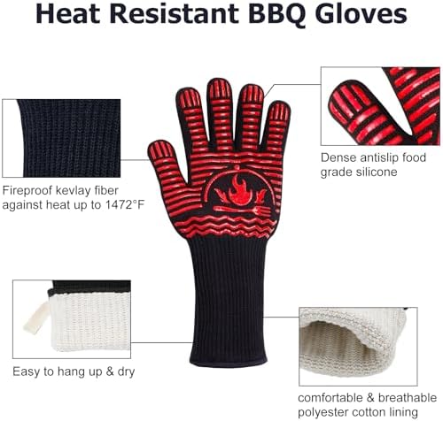 BBQ Gloves, 1472°F Extreme Heat Resistant Grill Gloves, Non-Slip Food Grade - Image 3