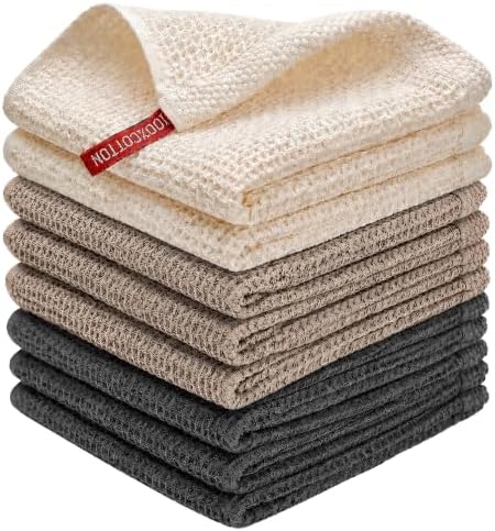 100% Cotton Waffle Weave Kitchen Towels, 8 Pack Dish Cloths by FreeNook