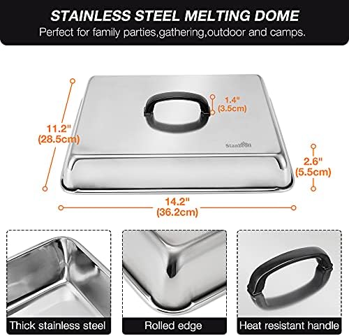 Stanbroil Melting Dome & Grill Press Kit Stainless Steel Basting Cover - Image 2
