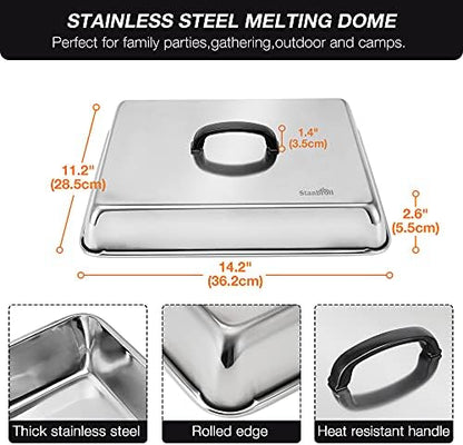 Stanbroil Melting Dome & Grill Press Kit Stainless Steel Basting Cover - Image 2