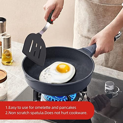 Silicone Spatula Turner Set Large And Thin Flipper Spatulas Heat Resistant 600 - Image 3