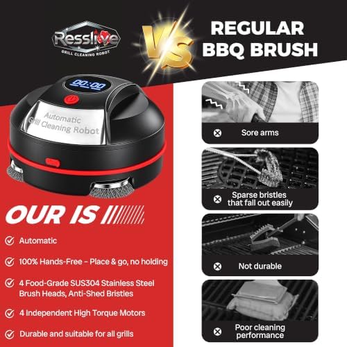Automatic Grill Cleaning Robot, Electric Grill Brush, 180 Mins Runtime，Black - Image 2
