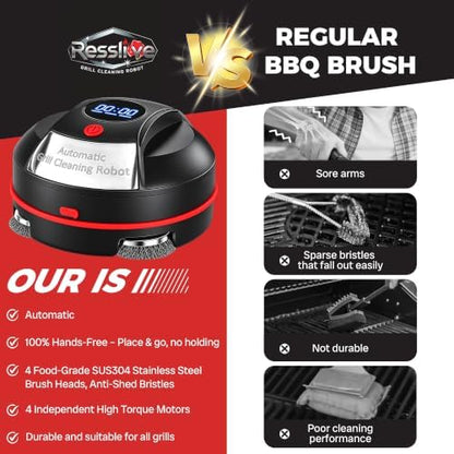 Automatic Grill Cleaning Robot, Electric Grill Brush, 180 Mins Runtime，Black - Image 2