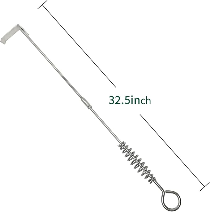 32.5" BBQ Ash Tool Poker Rake, Charcoal and Grill Cleaning Ash Tools for Big Green Egg, Kamado Joe and Other Charcoal Grills Corner Cleaner Accessories