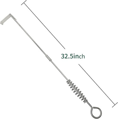 32.5" BBQ Ash Tool Poker Rake, Charcoal and Grill Cleaning Ash Tools for Big Green Egg, Kamado Joe and Other Charcoal Grills Corner Cleaner Accessories