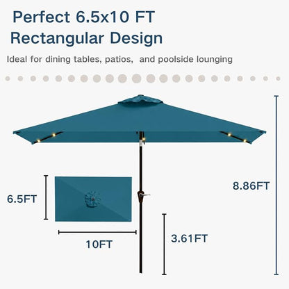 6.5 x 10ft Rectangular Patio Umbrella - Image 3