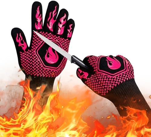 BBQ Gloves 1472F Heat Resistant Non-Slip Silicone by DKHDBD