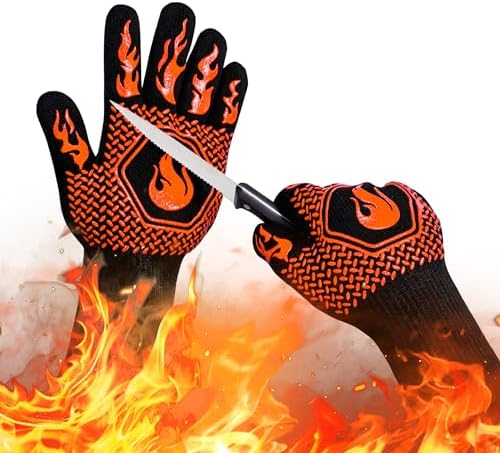 BBQ Fireproof Gloves, Grill Cut-Resistant Gloves 1472°F Heat Resistant Gloves by DKHDBD