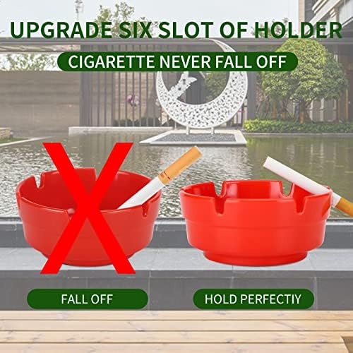 6Pcs Red Ashtray Sets for Cigarettes, Cute Plastic Tabletop Ash Trays, Home - Image 3