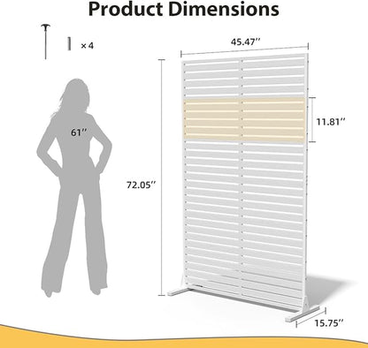 Privacy Fence Screen with Stand 6 Panel 72" H×47" W HDPE Decorative Panels with Steel Poles and Stand, Air Conditioner Fence Panels, Privacy Screen for Outdoor Backyard, Balcony, Pool