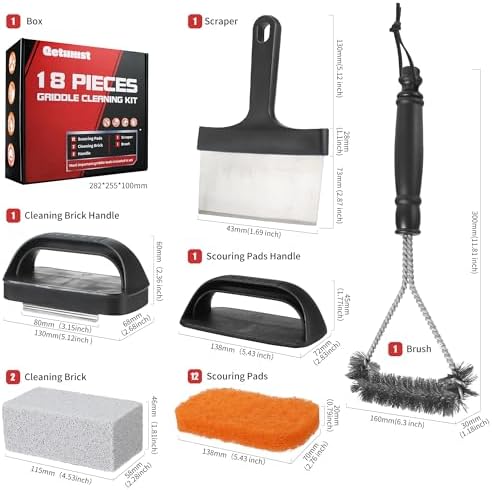 Griddle Cleaning Kit for Blackstone, Scour Pads, Grill Brush 18Pcs - Image 2