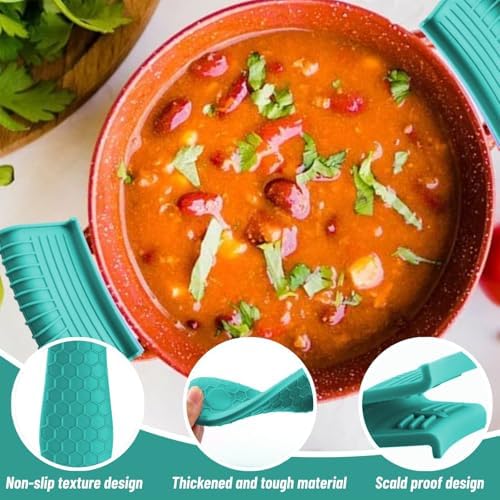 4 Pack Silicone Hot Handle Holder Cover Cast Iron Handle Cover Silicone Pot - Image 4