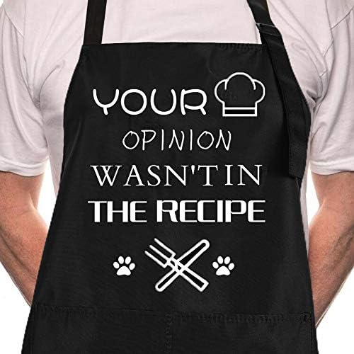 ZOORON Funny Black Chef Aprons for Men Adjustable BBQ Kitchen Cooking Apron by ZOORON
