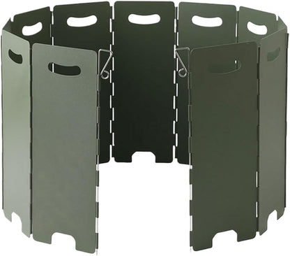 Stove Windshield - Camping Stove Wind Blocker, 11 Plates Windproof Screen | Portable Cooking Wind Barrier, Lightweight Folding Gale Shield for Backpacking, Picnic, Hiking, Outdoor Meal Setup
