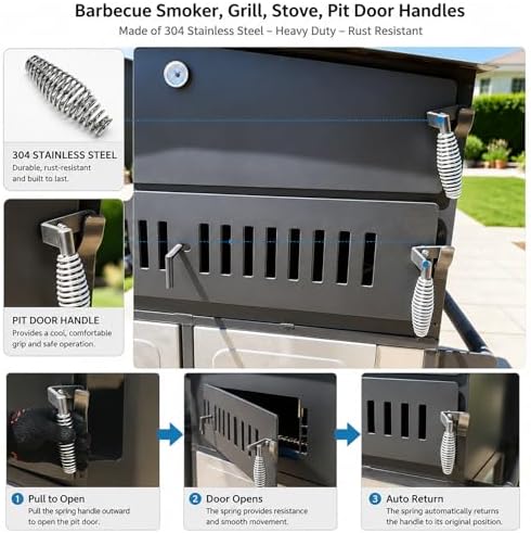 BBQ Heavy Duty Cool Touch Stove Spring Handle Grip, Custom Grill Smoker Pits - Image 3