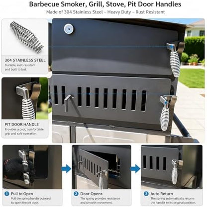 BBQ Heavy Duty Cool Touch Stove Spring Handle Grip, Custom Grill Smoker Pits - Image 3