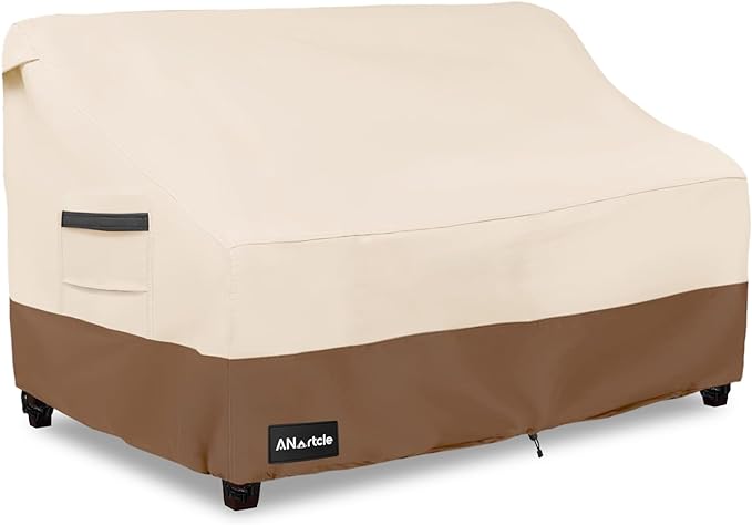3-Seater Patio Sofa Cover,85W x 37D x 35H Inches Outdoor Couch Cover,100% Waterproof Heavy Duty Patio Sofa Covers,Patio Furniture Covers,Beige&Brown