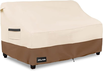 3-Seater Patio Sofa Cover,85W x 37D x 35H Inches Outdoor Couch Cover,100% Waterproof Heavy Duty Patio Sofa Covers,Patio Furniture Covers,Beige&Brown