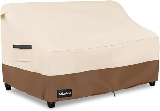 3-Seater Patio Sofa Cover,85W x 37D x 35H Inches Outdoor Couch Cover,100% Waterproof Heavy Duty Patio Sofa Covers,Patio Furniture Covers,Beige&Brown
