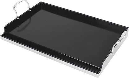 Utheer 25" x 16" Ceramic Nonstick Stainless Steel Griddle for Gas Grill, Charcoal, Large Stove Top Griddle, Non-Toxic, PFAS/PFOA/PTFE Free, Oven Up to 500°F, for BBQ, Camping & Kitchen, Black