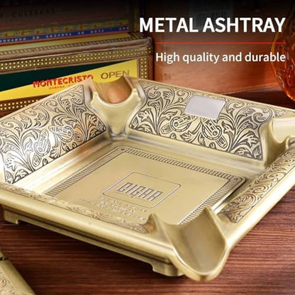 Cigar Ashtray 4 Slots Metal Large Cigarettes Ashtray - Image 2