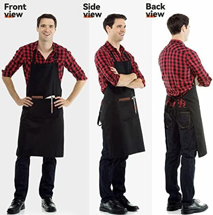 NLUS 2 Pack Kitchen Cooking Aprons, Adjustable Bib Soft Chef Apron - Image 3