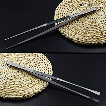 JETKONG 2 Pcs 12-Inch Food Tweezer Tongs, Stainless Steel Kitchen Tweezer - Image 6