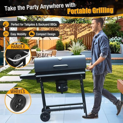Charcoal BBQ Grills Outdoor: Spacious Barrel Barbecue Grill - Image 2