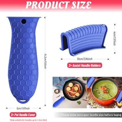 4 Pack Silicone Hot Handle Holder Cover Cast Iron Handle Cover Silicone Pot - Image 3