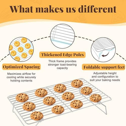 3 Tier Stackable Cooling Racks for Cooking and Baking - Image 3