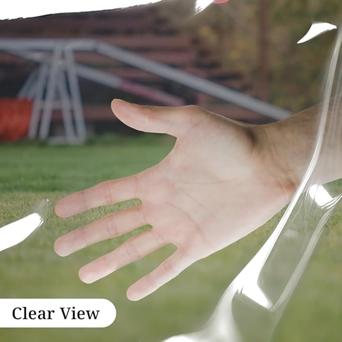 Covers & All Clear Waterproof Tarps, 18 oz Clear PVC Tearproof & Waterproof Tarpaulin, Perfect for Indoor & Outdoor Use (12’ H x 25’ W Feet, Clear)