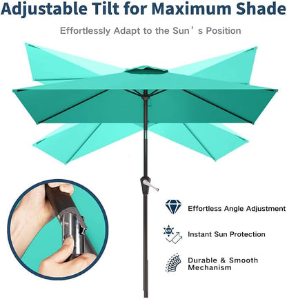6.5' x 10' Rectangular Patio Umbrella Large Outdoor Market Umbrella w/ UV - Image 2