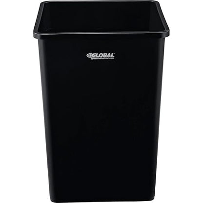 Global Industrial Square Plastic Garbage Can, 35 Gallon Capacity, Indoor/Outdoor Rated, 19-1/2"W x 19-1/2"D x 27-4/5"H, Utility Trash Can, No Lid, Black