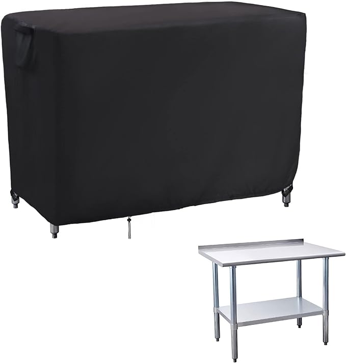 Kingling Outdoor Prep Table Cover, Waterproof Stainless Steel Table Covers Metal Table Cover Protection for Patio Kitchen Prep Work Tables - 36''L x 24''W x 35''H