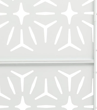 75" H×35" W Decorative Outdoor Privacy Screen with Stand, Outdoor Decor Privacy Fence Screen Metal Fence Panels, Free Standing Metal Divider for Patio Lawn Deck (White-Small Rhombus)