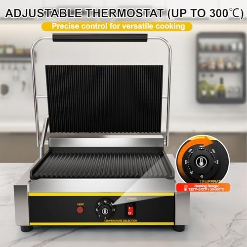 Commercial Panini Press Grill, 1800W Electric Sandwich Panini Maker - Image 4