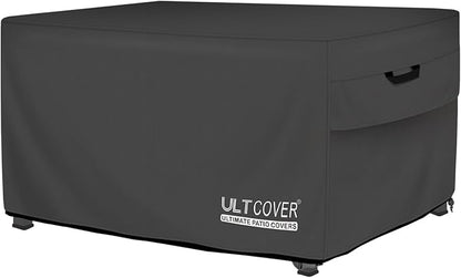 ULTCOVER Rectangular Gas Fire Pit Table Cover 45x24 inch Waterproof Heavy Duty Firepit Cover, Black