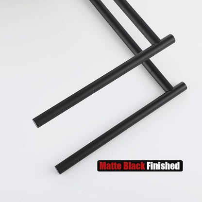 JQK Hand Towel Holder Stand Black, Modern Tree Rack Free Standing for Countertop with 12 Inch 2 Bars, 304 Stainless Steel Matte Black 9.45x5.12 Inch Base, HTT172-PB