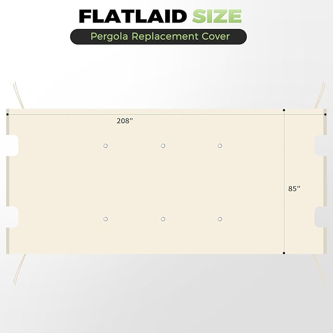 85x208 in Pergola Shade Cover for L-PG080PST Pergola | Beige, Cover Only - Image 3