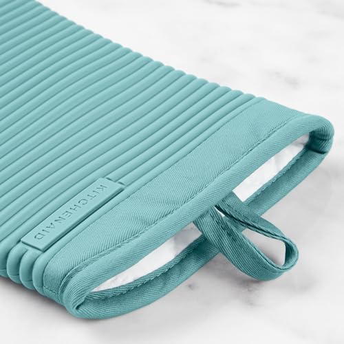 KITCHENAID Ribbed Soft Silicone Oven Mitt 2-Pack Set, Mineral Water Aqua - Image 5