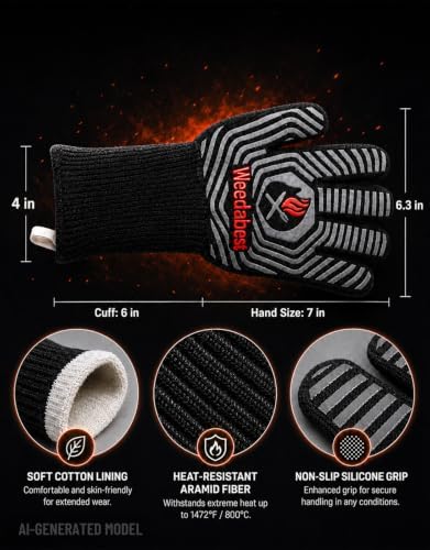 BBQ Gloves, 1472°F Heat Resistant Grill Gloves - Image 3