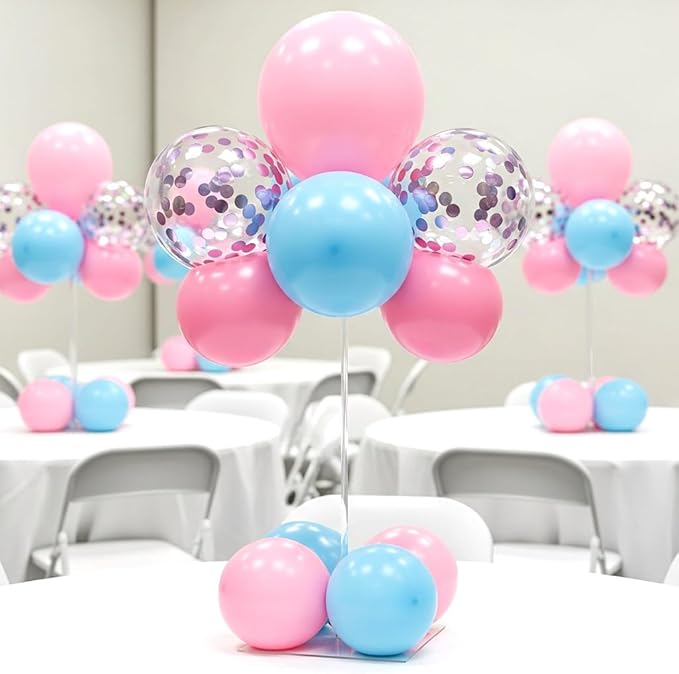 Reusable Acrylic Balloon Stand Kit – Heavy Duty Tabletop Display with Sticks and Base, Ballon Stands for Centerpieces, Centerpiece Table Decorations for Parties (6 Pack 24 inch)