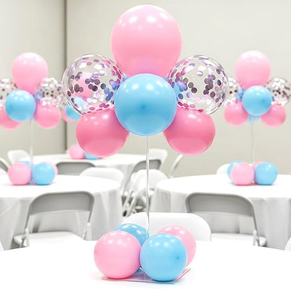 Reusable Acrylic Balloon Stand Kit – Heavy Duty Tabletop Display with Sticks and Base, Ballon Stands for Centerpieces, Centerpiece Table Decorations for Parties (12 Pack 16 inch)
