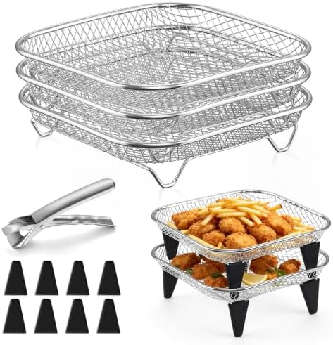 P&P CHEF 7.72'' Square Air Fryer Rack Set of 3, Air Fryer Basket by PPCHEF