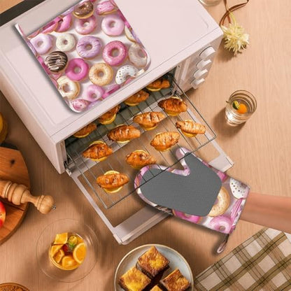Groovy Donuts Oven Mitts and Pot Holders Sets Silicone Kitchen Mitts Potholders - Image 6