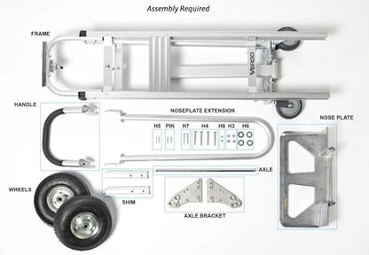 Vergo Industrial Convertible Hand Truck - AS7A2 Heavy Duty Aluminum 3 in 1 Dolly (750 lb Capacity) Lightweight Frame, Ergonomic Handle, Extendable Loop, Versatile Moving Dolly (3 Positions, 53" High)