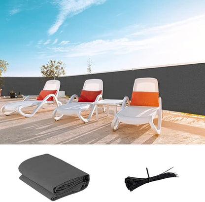 LOVE STORY Custom Size 3.3'x17' Dark Grey Balcony Privacy Screen,UV Block Privacy Fence Screen,90% Shield for Outdoor Pool Garden Apartment Railing