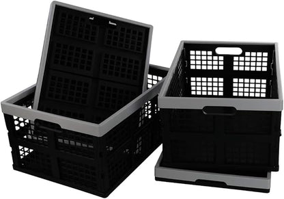 34-Liter Collapsible Storage Crates/Stackable Storage Container Basket, Set of 4