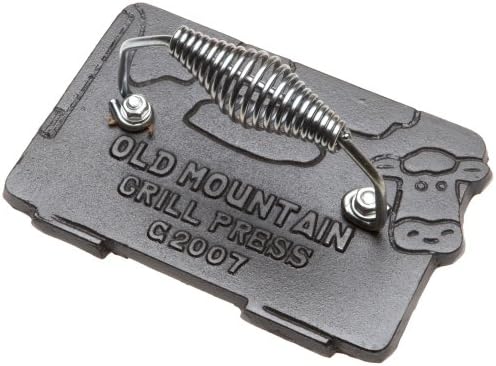 Old Mountain Pre Seasoned Cow Shaped Bacon / Grill Press, 7 Inch by 4-1/2-Inch by Old+Mountain