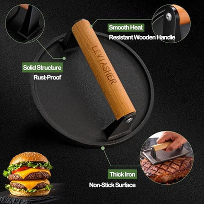 2.3lb Steak Weight & Burger Press, Striped Base - Image 4